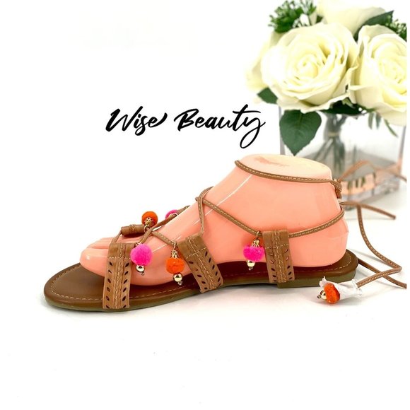 MADDEN GIRL Bailee Lace-Up Wrap Around Sandals Size 8.5 Shoe Tan Natural NEW - Picture 4 of 9